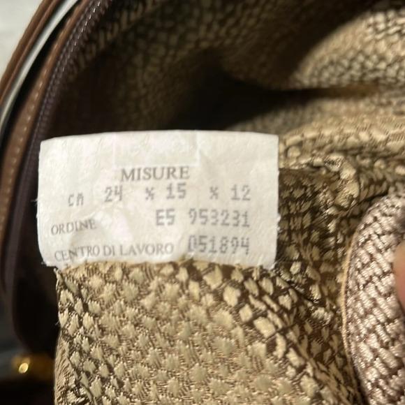 BORBONESE Handbag Global Pattern Beige Suede x Leather - Picture 14 of 17